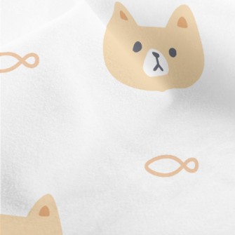 Cute Cat And Fish Micro Fleece