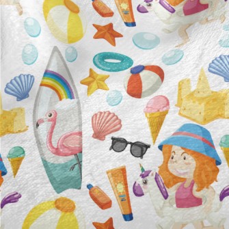 Beach Girl Playing In The Wate Minky