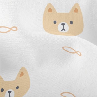 Cute Cat And Fish Lightweight Performance Linen
