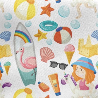 Beach Girl Playing In The Wate Jersey Backed Fleece