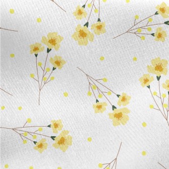 Warm Little Yellow Flower Jersey Backed Fleece