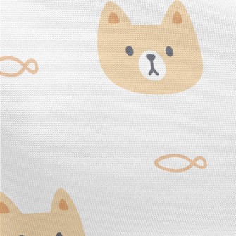 Cute Cat And Fish Pongee