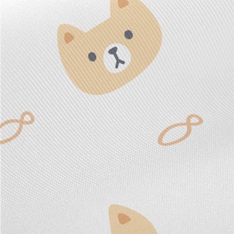 Cute Cat And Fish Midweight Cotton Poplin