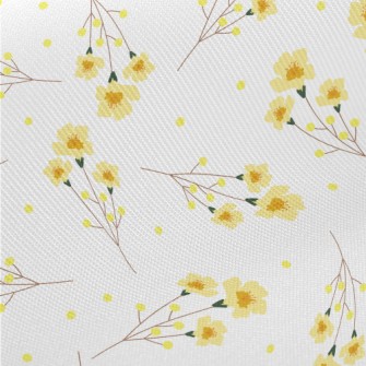 Warm Little Yellow Flower Midweight Cotton Poplin
