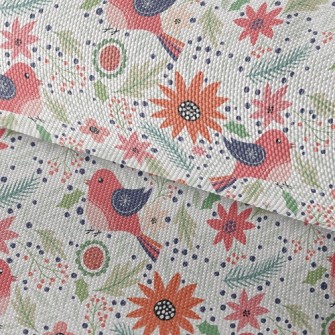 Pink Birds And Flowers Waterproof Oxford