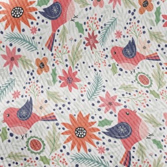 Pink Birds And Flowers Standard Corduroy