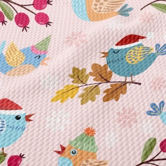 Bird Wearing Santa Hat Birdseye Piqué