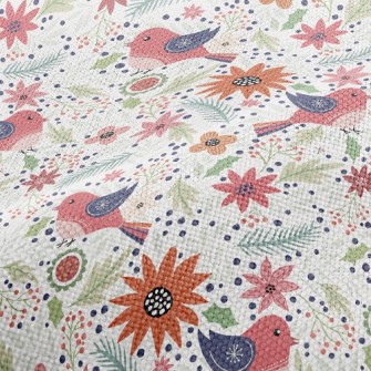 Pink Birds And Flowers Performance Linen