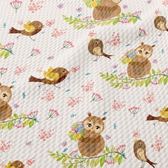 Owl And Bird Birdseye Piqué