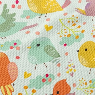 Cute Colorful Bird Birdseye Piqué