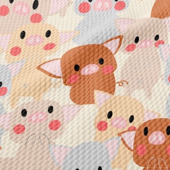 Cute Colorful Pig Birdseye Piqué