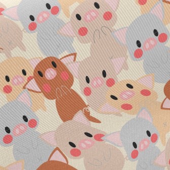 Cute Colorful Pig Twill