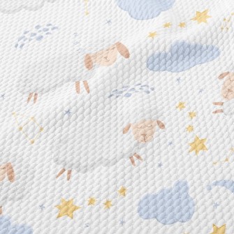 Sheep Flying Across The Starry Birdseye Piqué