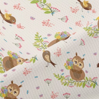 Owl And Bird Piqué