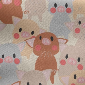 Cute Colorful Pig Jersey Backed Fleece