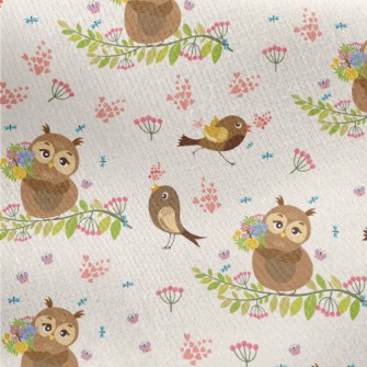 Owl And Bird Jersey Backed Fleece