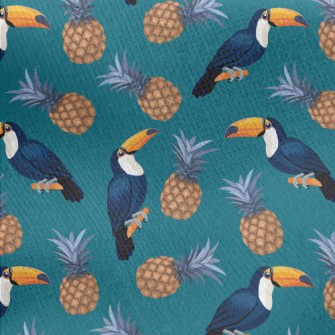 Toucan And Pineapple Jersey Backed Fleece