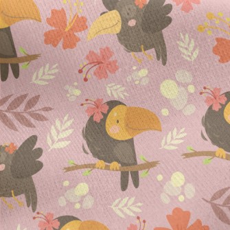 Parrot And Flowers Jersey Backed Fleece
