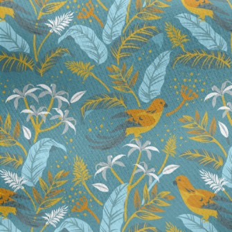 Birds And Flowers Jersey Backed Fleece