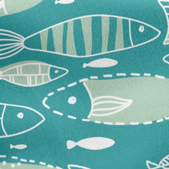 Fish In Ocean Jersey Backed Fleece