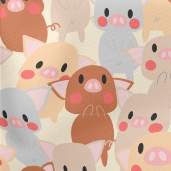 Cute Colorful Pig Lightweight Cotton Poplin