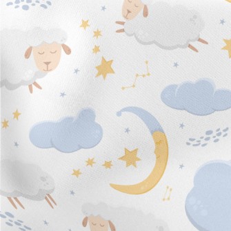 Sheep Flying Across The Starry Lightweight Cotton Poplin