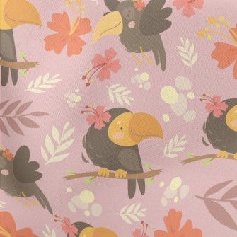 Parrot And Flowers Lightweight Cotton Poplin