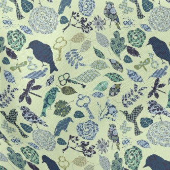 Retro Textured Bird Lightweight Cotton Poplin
