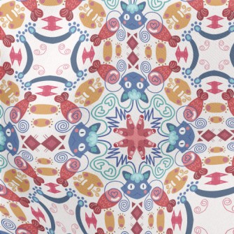 Cat And Fish Totem Lightweight Cotton Poplin