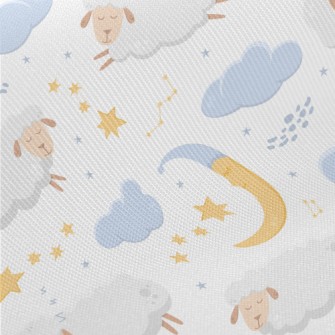 Sheep Flying Across The Starry Midweight Cotton Poplin
