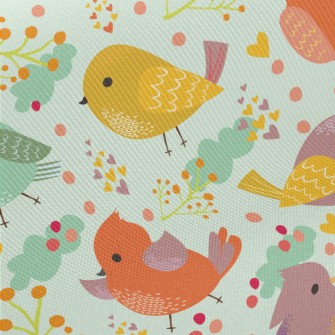 Cute Colorful Bird Midweight Cotton Poplin