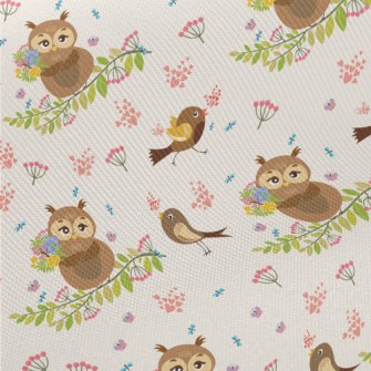 Owl And Bird Midweight Cotton Poplin