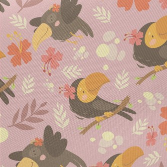 Parrot And Flowers Midweight Cotton Poplin