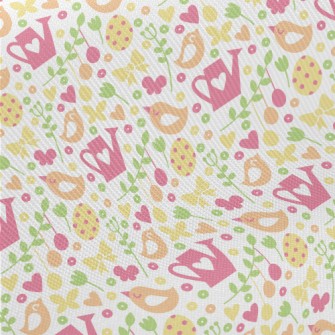 Watering Machine And Bird Midweight Cotton Poplin