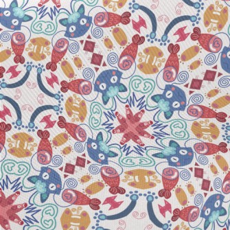 Cat And Fish Totem Midweight Cotton Poplin