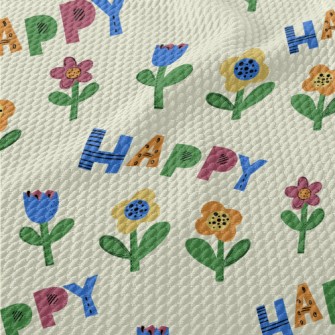 Happy Colorful Flowers Birdseye Piqué