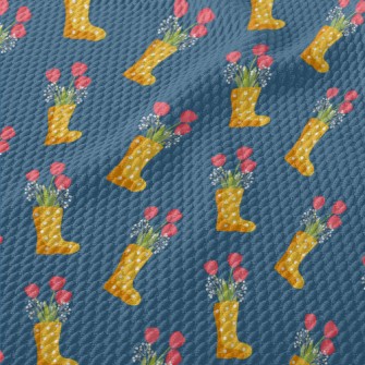 Dots Of Rain Boots Flowers Birdseye Piqué