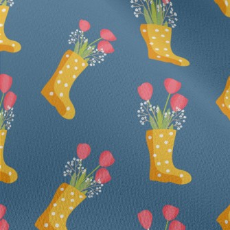 Dots Of Rain Boots Flowers Chiffon