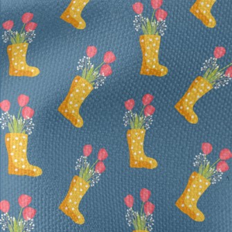 Dots Of Rain Boots Flowers Waterproof Canvas