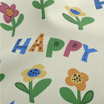 Happy Colorful Flowers Athletic Mesh Flat Back