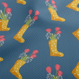 Dots Of Rain Boots Flowers Athletic Mesh Flat Back