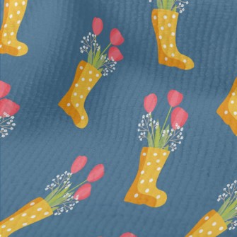 Dots Of Rain Boots Flowers Terry