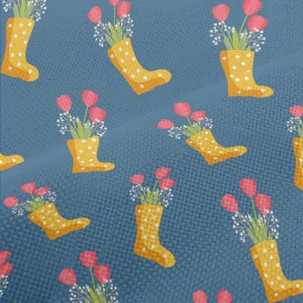 Dots Of Rain Boots Flowers Performance Linen