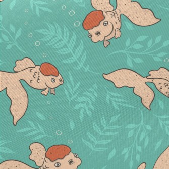 Goldfish Swimming Around Twill