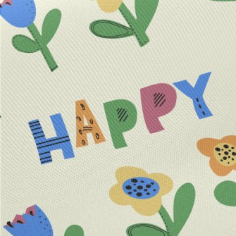Happy Colorful Flowers Twill