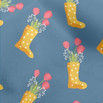 Dots Of Rain Boots Flowers Micro Fleece