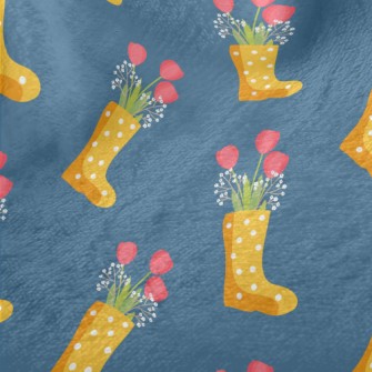 Dots Of Rain Boots Flowers Minky