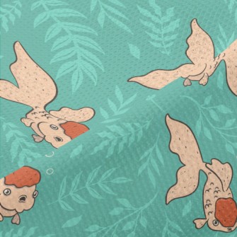 Goldfish Swimming Around Piqué