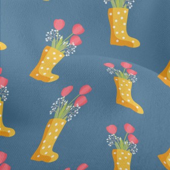 Dots Of Rain Boots Flowers Lightweight Performance Linen
