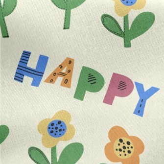 Happy Colorful Flowers Jersey Backed Fleece